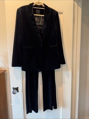 Alex Marie Black Velvet Blazer & Wide-Leg Pants Suit